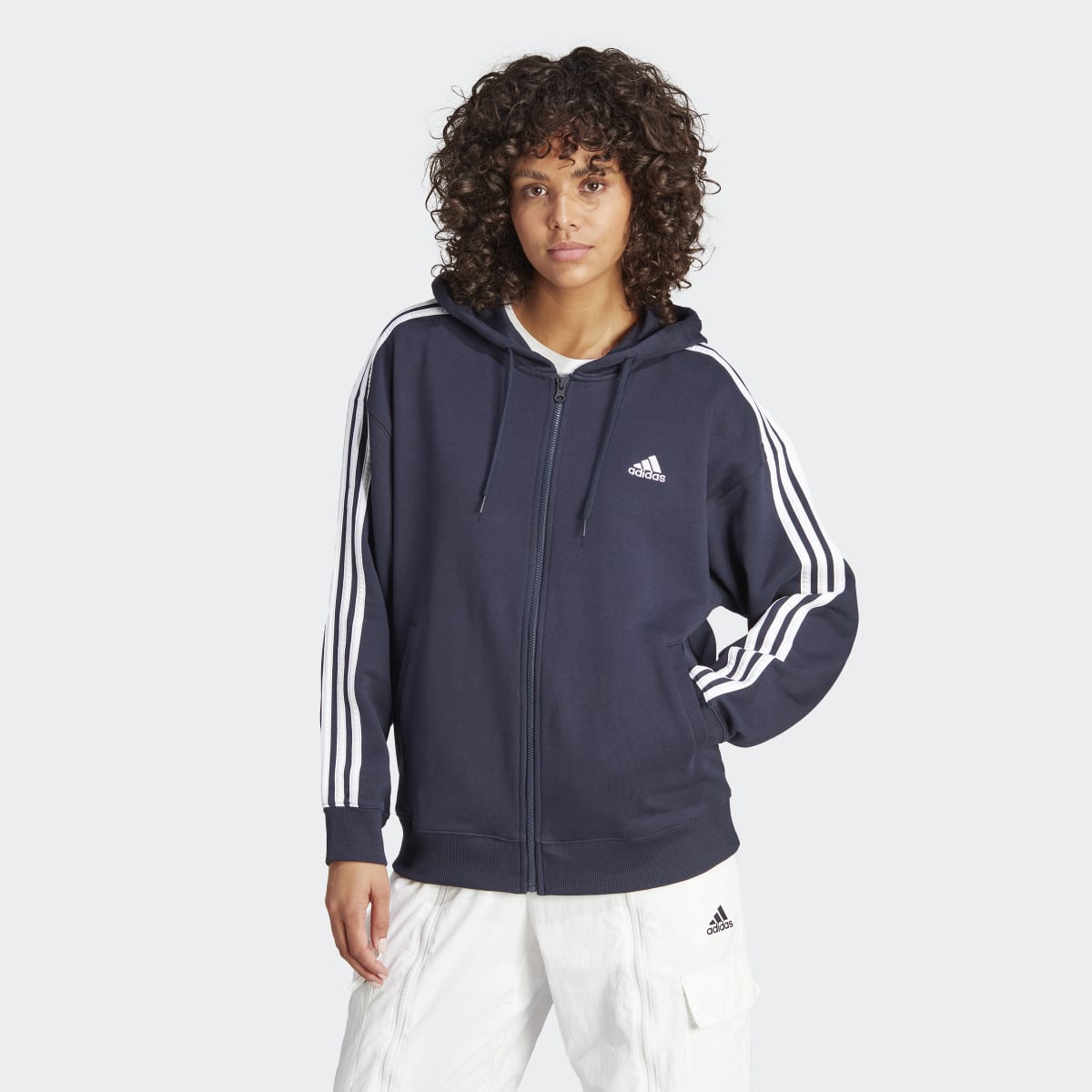 chaqueta con capucha essentials french terry 3 bandas adidas sportswear comprar online base